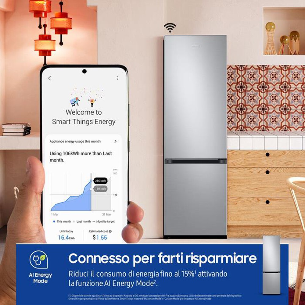 "SAMSUNG - Frigorifero combinato RB38C607AS9/EF Classe A-METAL INOX"