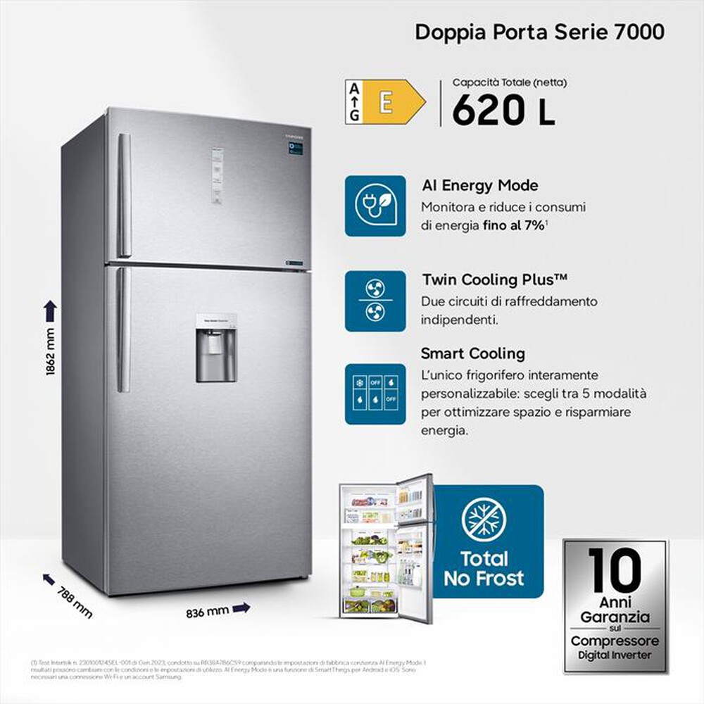 Immagine del prodotto SAMSUNG - Frigorifero 2 porte RT62K711RSL/ES Classe E 620 lt-INOX