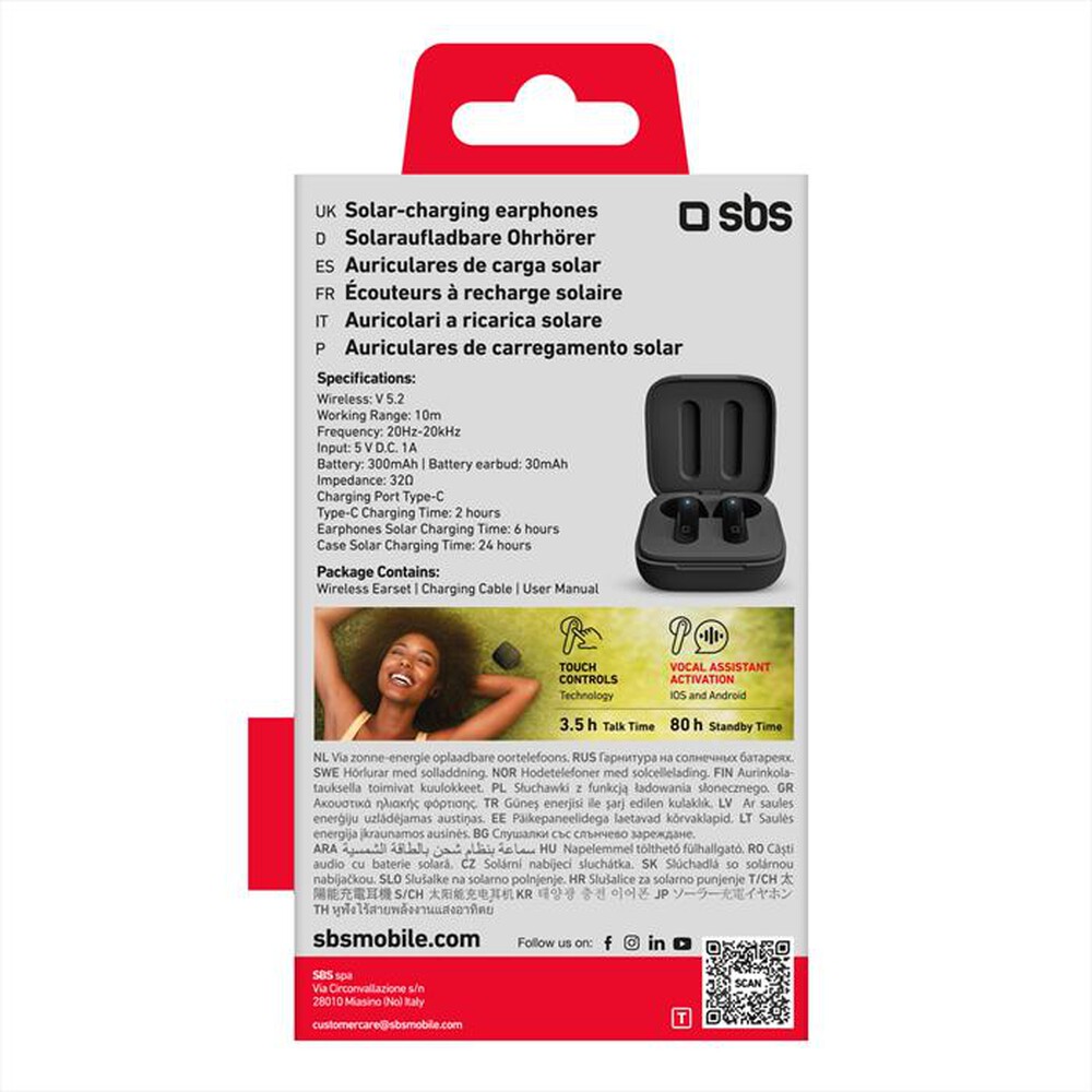 "SBS - Auricolare bluetooth TEEARTWSSUNBTK-Nero"