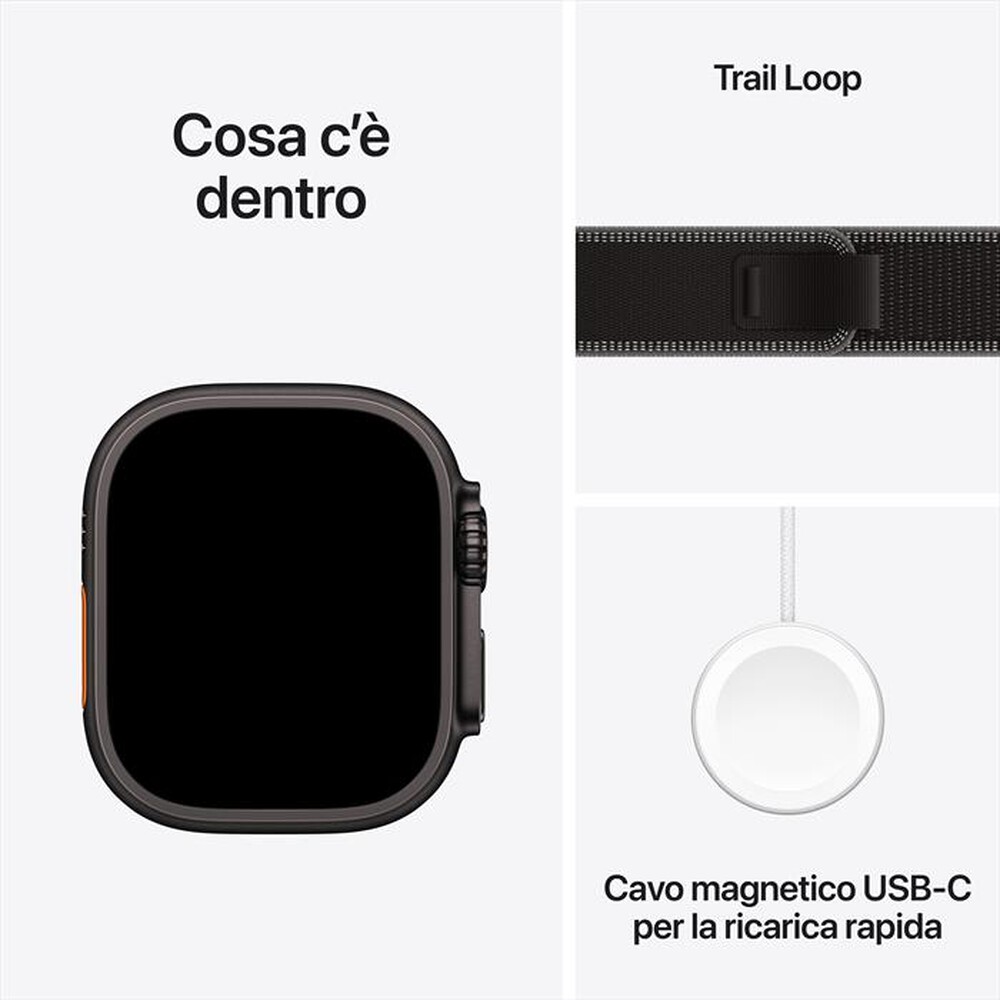 Immagine del prodotto APPLE - Watch Ultra 3 GPS + Cellular 49mm Titanio Nero-Trail Loop Nero/Cenere - M/L