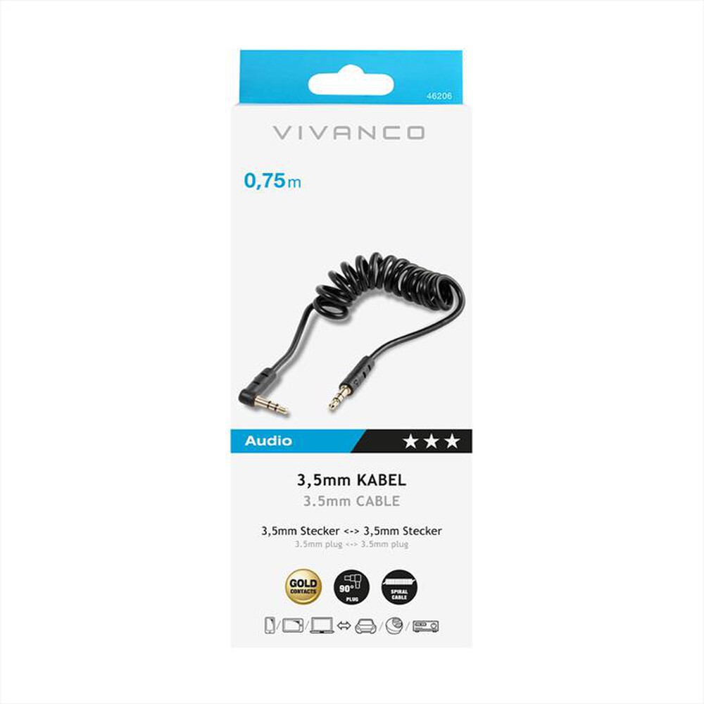 Immagine del prodotto SBS - Audio cavo spiral cavo 3.5mm plug<->3.5mm plug-Nero