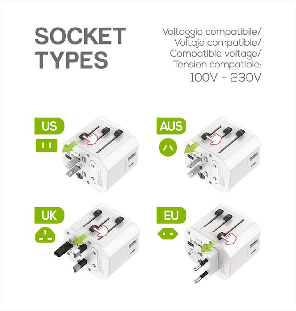 "KARMA - Adattatore da viaggio CC 9600USB-Bianco"