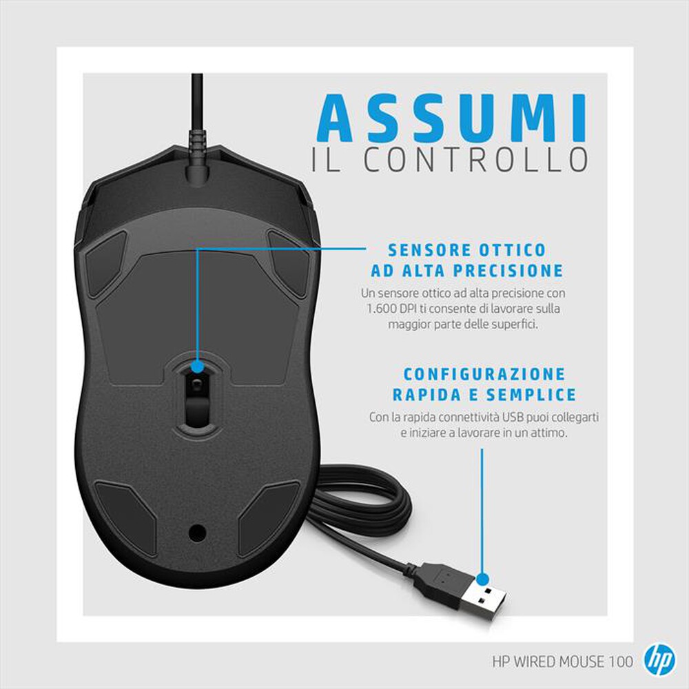 "HP - WIRED MOUSE 100-Nero"