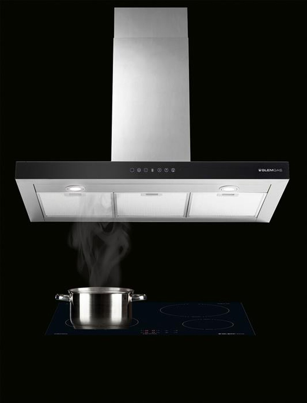 "GLEM GAS - Cappa a parete GHB990IXA Classe A-Nero / Acciaio Inox"