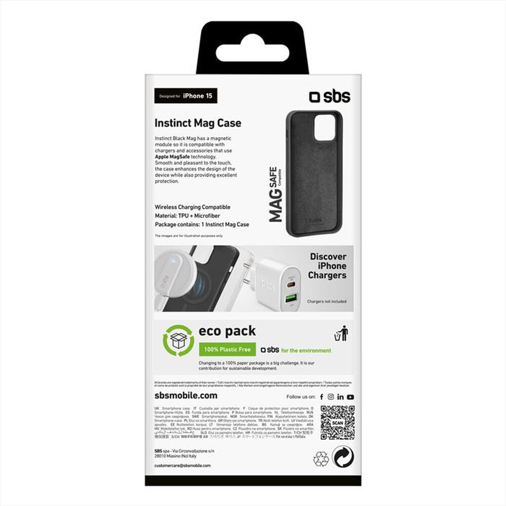"SBS - Cover TEINSTMAGIP1561K per iPhone 15-Nero"