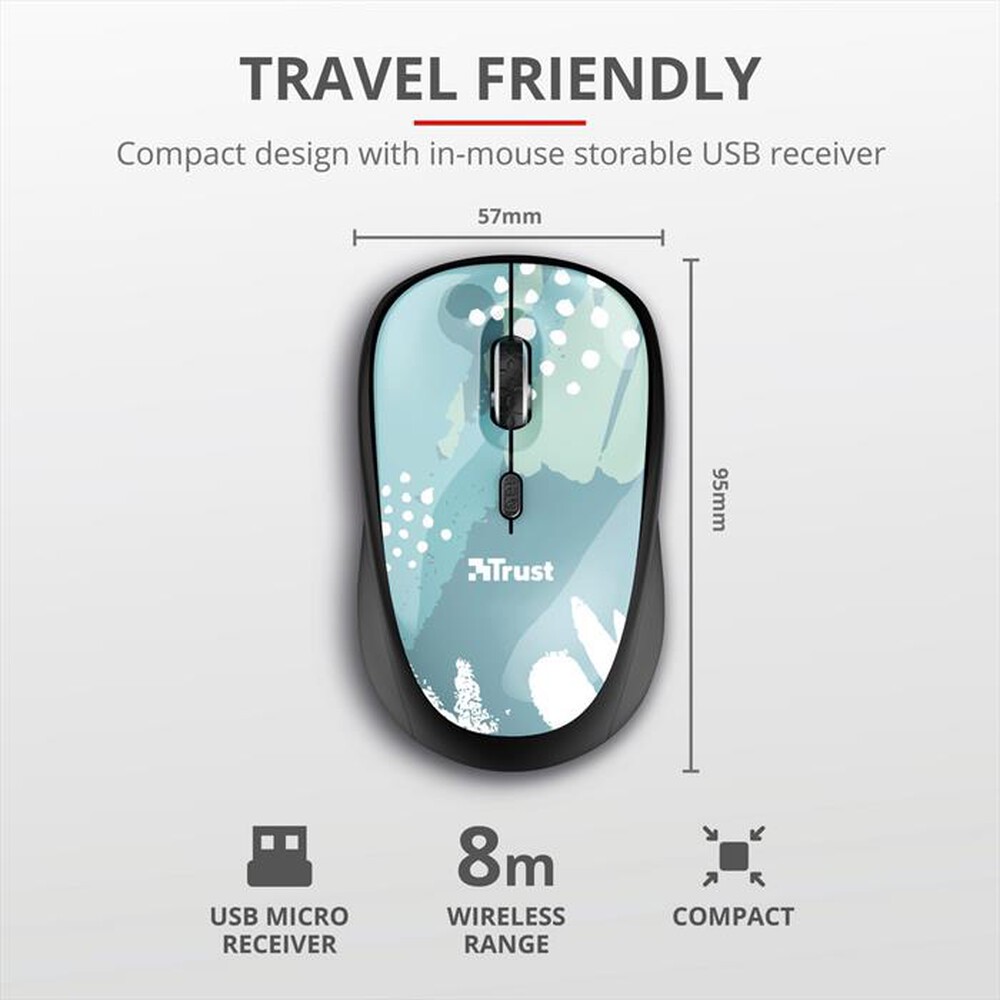 "TRUST - YVI WIRELESS MOUSE-blue brush"