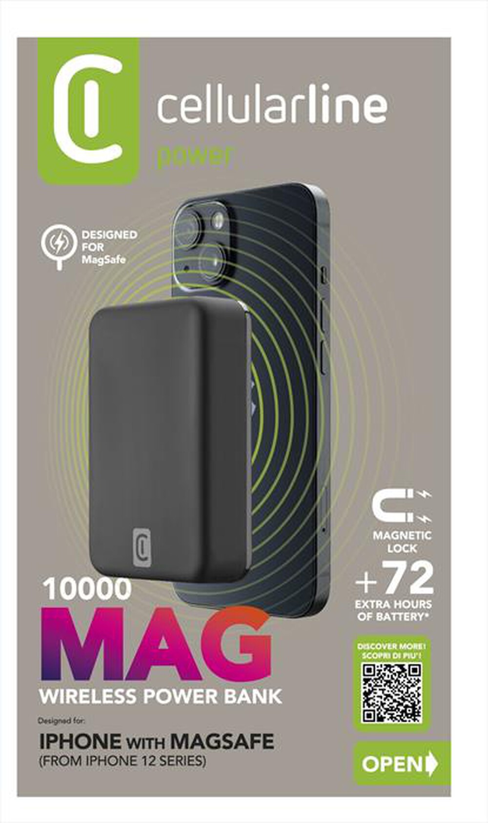 "CELLULARLINE - Powerbank PBMAGSF10000WIRK-Nero"