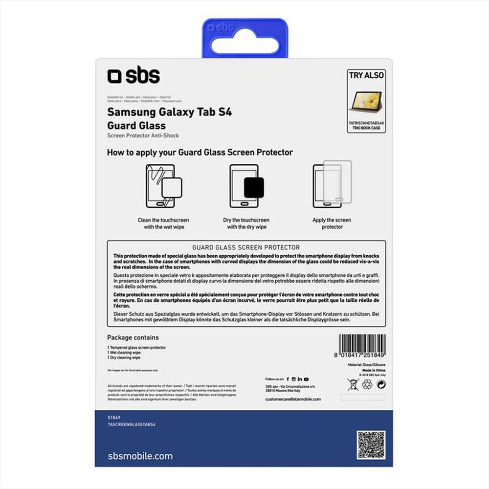 Immagine del prodotto SBS - TASCREENGLASSTABS4-Trasparente