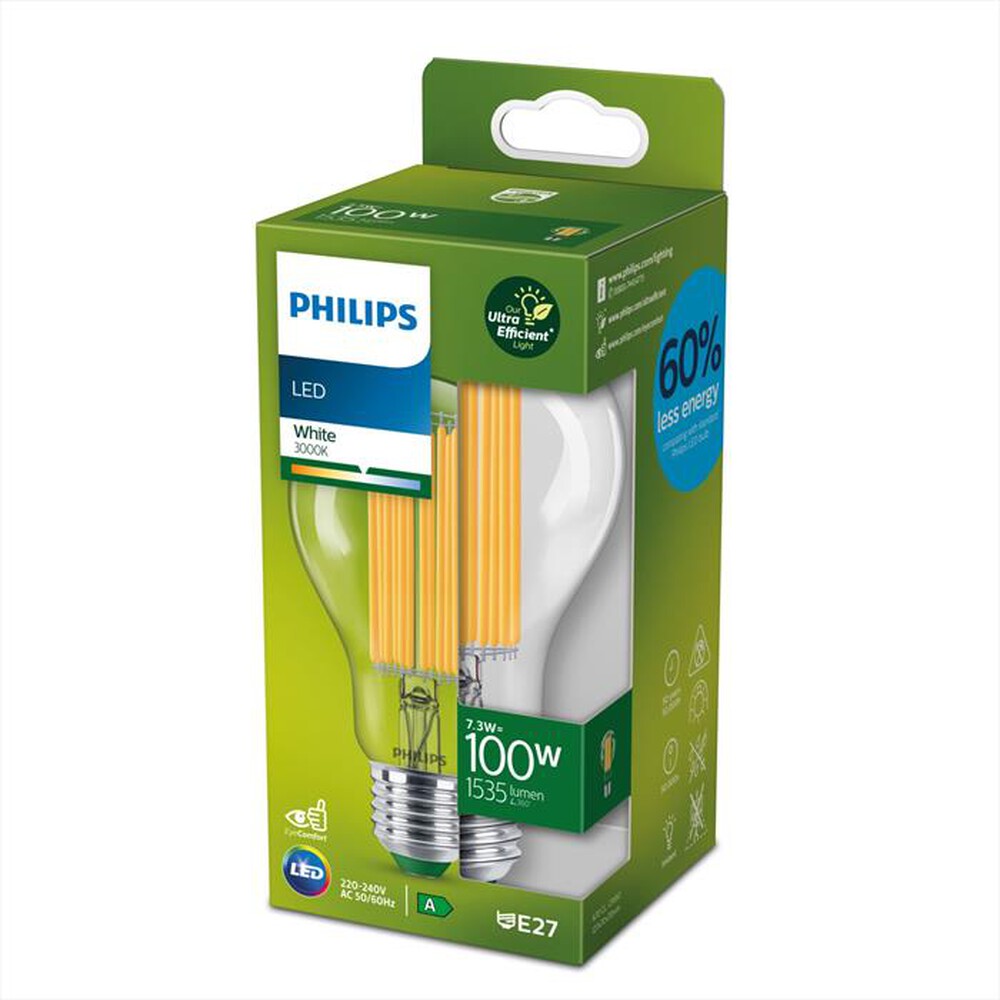 "PHILIPS - LAMPADA A GOCCIA, 7,3 W, E27, 50000 H, BIANCO"