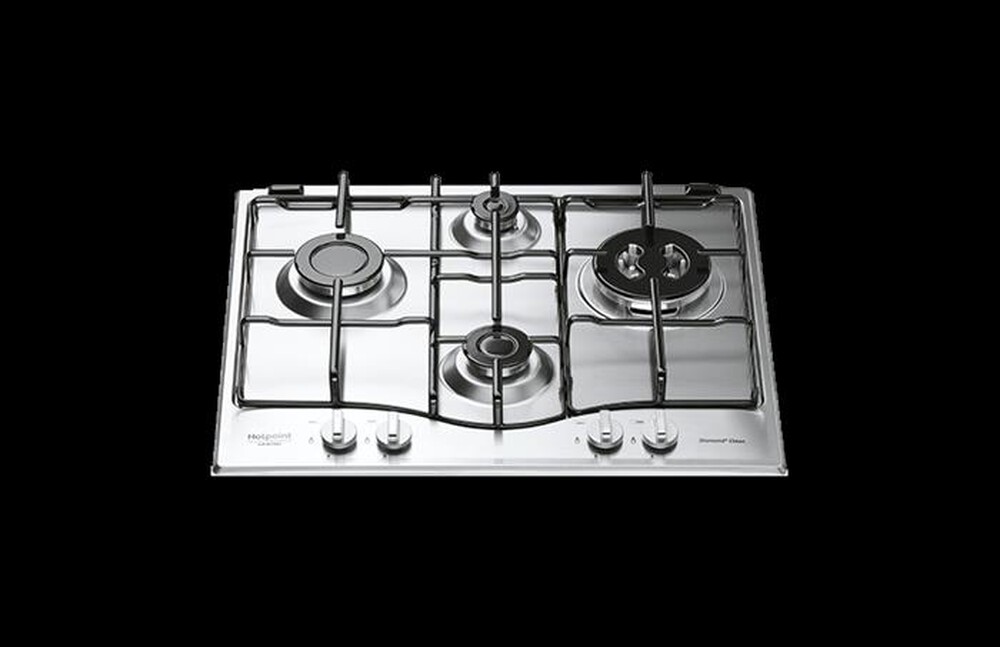 "HOTPOINT ARISTON - Piano cottura a gas PCN 642 T/AS/HA 59cm-Inox antigraffio"