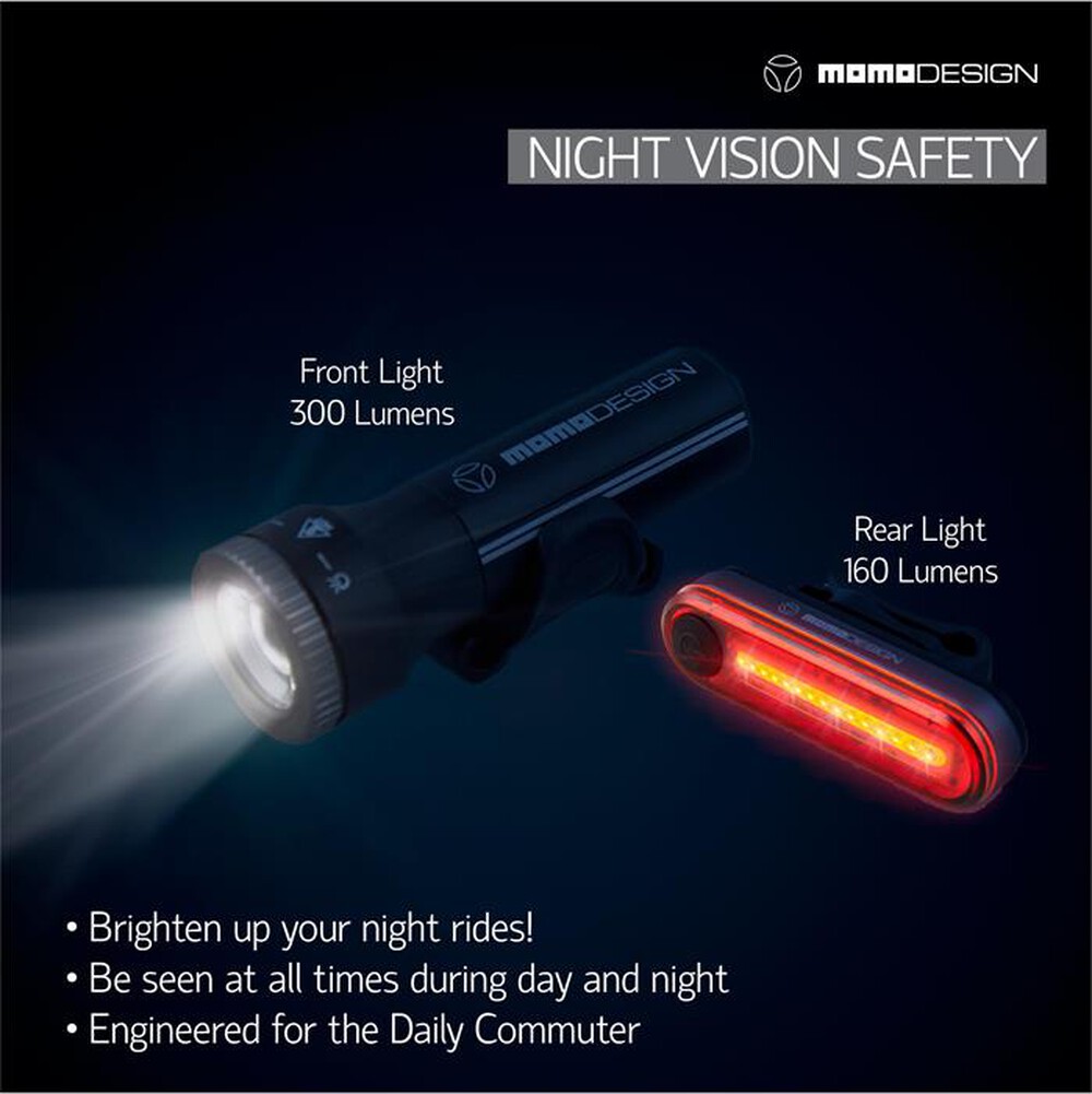 "MOMODESIGN - Kit Luce HL02 + RL03 KIT per bici e monopattini"