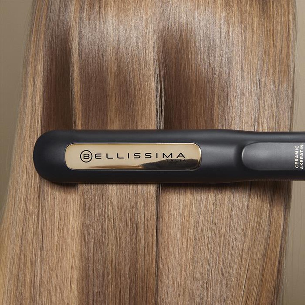 "BELLISSIMA IMETEC - PIASTRA PER CAPELLI A VAPORE STEAM CERAMIC&KERATIN-Nero, Oro"