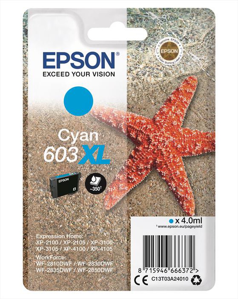 Immagine del prodotto EPSON - 603 STELLA MARINA T03A XL SINGLE CIANO-Ciano