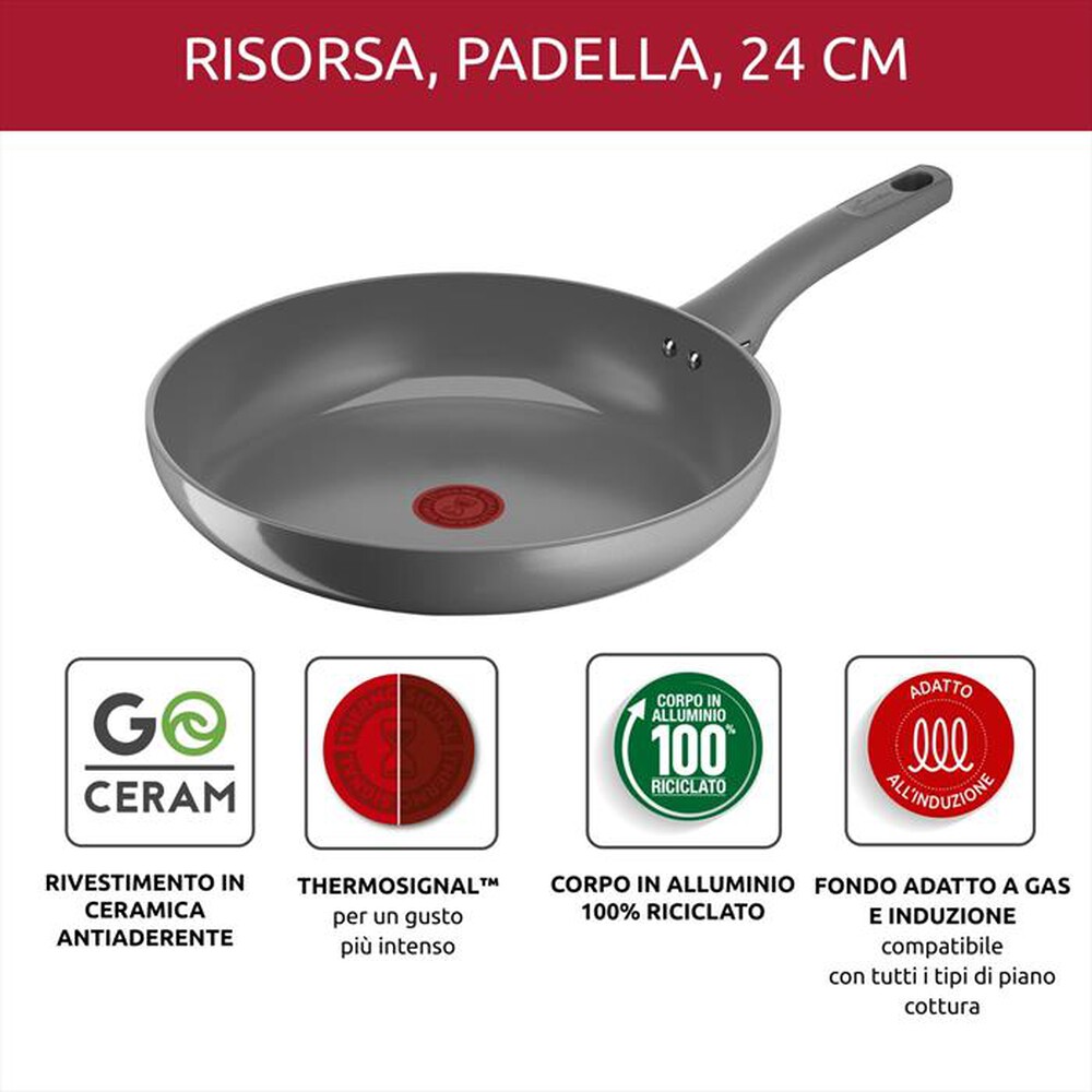 "LAGOSTINA - Padella 24 cm ceramica 010274040124-Grigio"