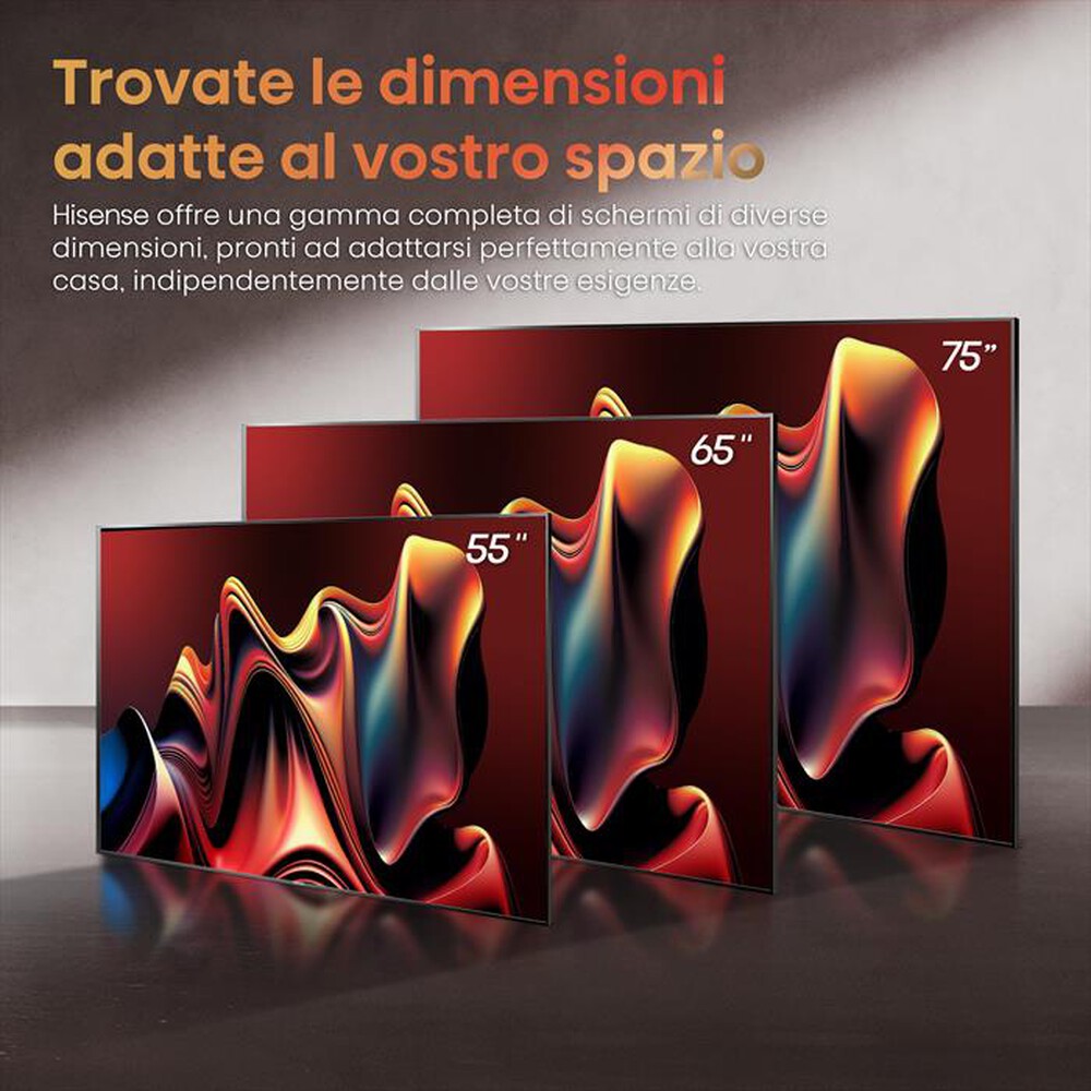 "HISENSE - Smart TV MINI LED UHD 4K 65\" 65U79NQ-Metallo - Grigio Carbone"