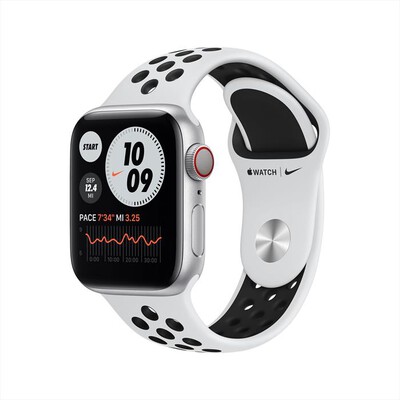 APPLE - Apple Watch Nike Series 6 GPS+Cell 40mm All Silver-Sport Pure Platinum/Black
