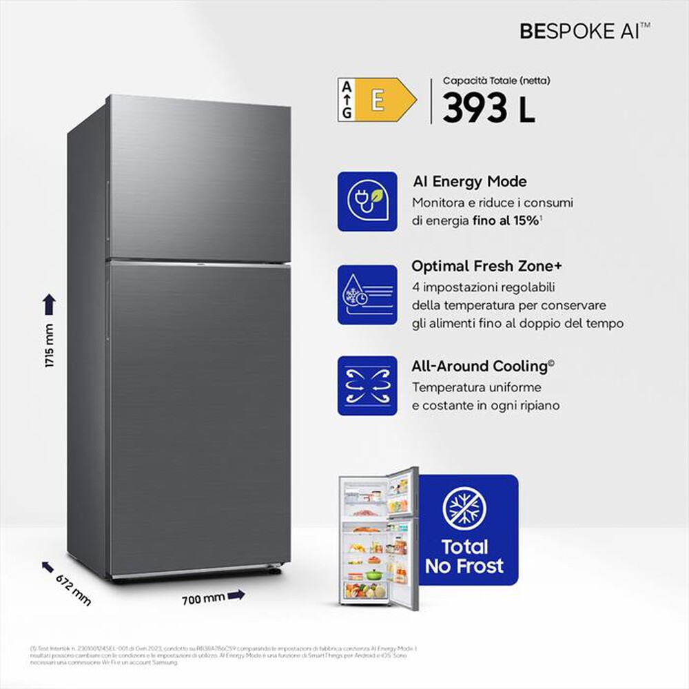 Immagine del prodotto SAMSUNG - Frigorifero 2 porte RT38CG6624S9ES Classe E 393 lt-METAL INOX