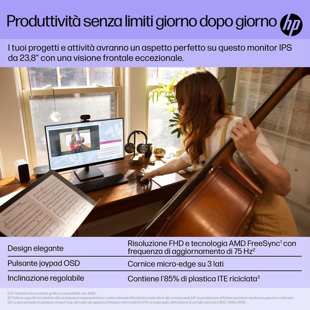 Immagine del prodotto HP - Monitor WLED FHD V24I G5-Nero
