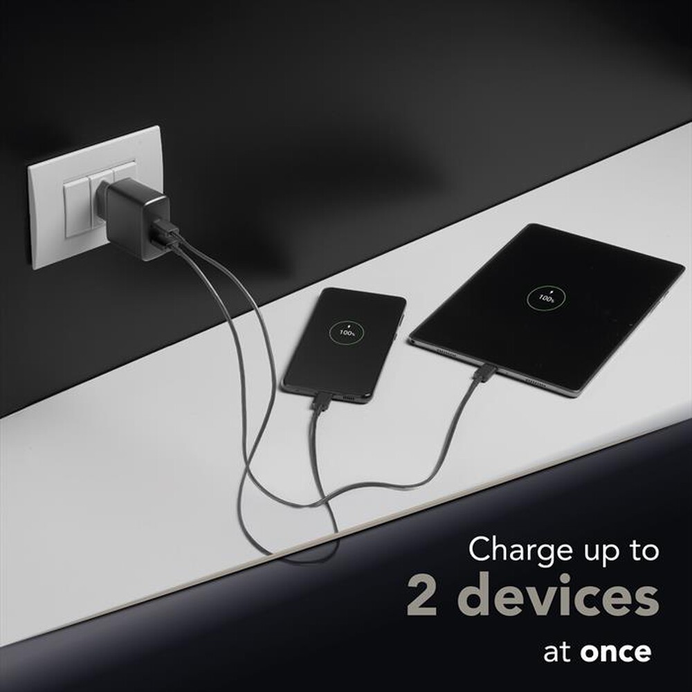 Immagine del prodotto CELLULARLINE - Caricabatterie 2 porte di ricarica ACHUSB2PD32WK-Nero