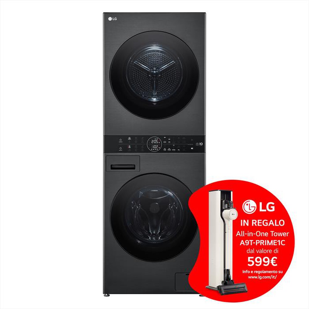 LG - Lavasciuga WASHTOWER WT1210BBF 12/10 Kg Classe A-Platinum Black