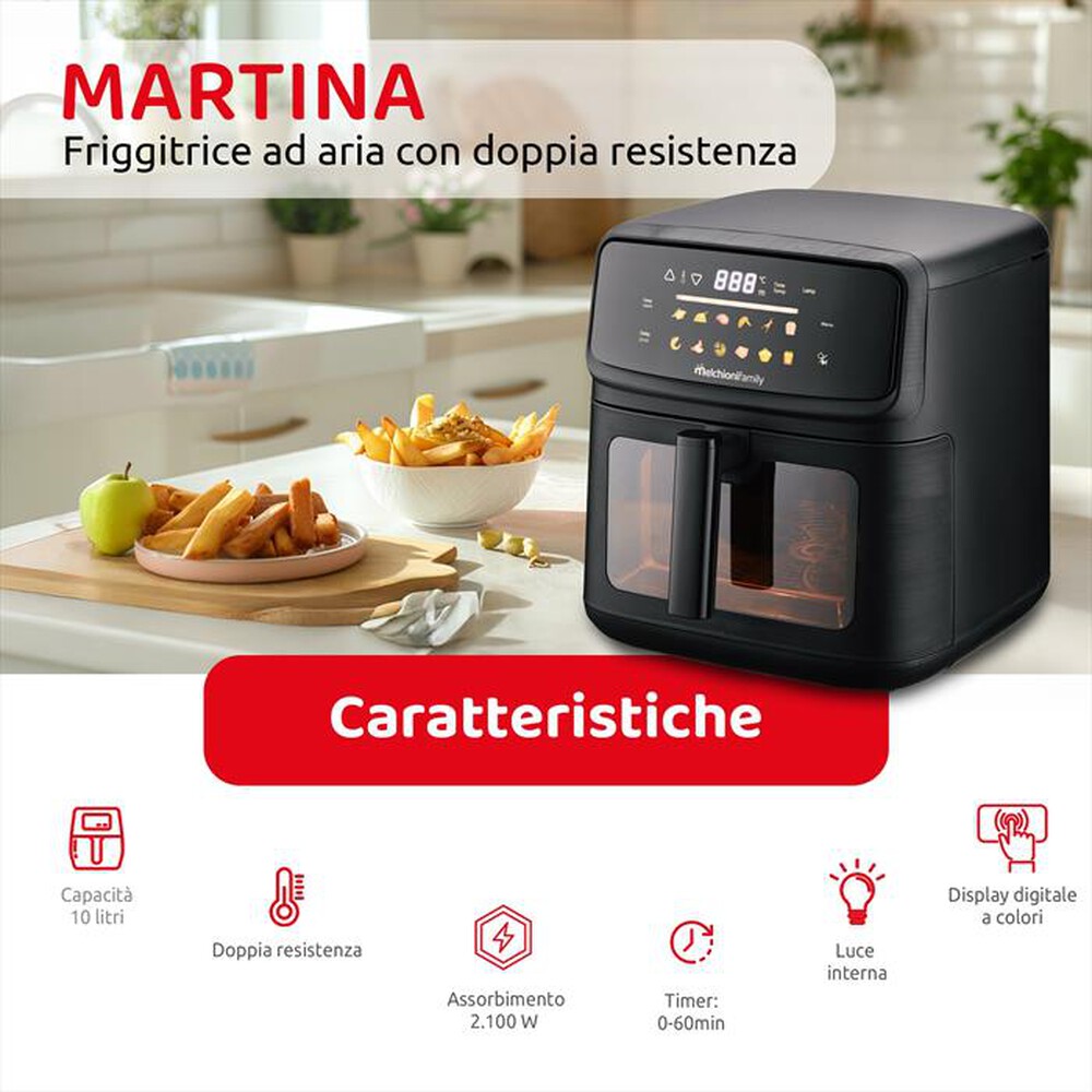 Immagine del prodotto MELCHIONI FAMILY - Friggitrice ad Aria 10L MARTINA-Nero / Plastica