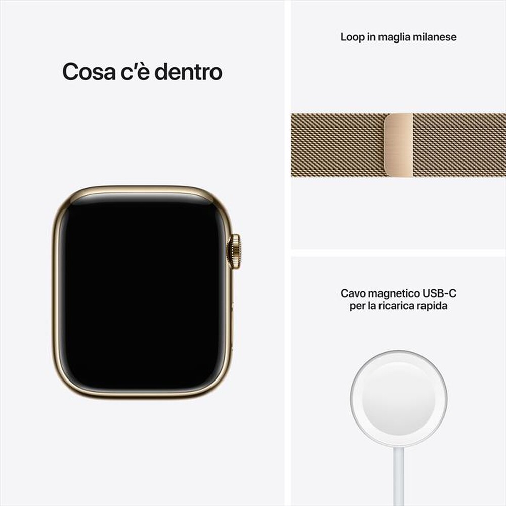 "APPLE - Watch Series 7 GPS+Cellular 45mm Acciaio-Maglia Milanese Oro"