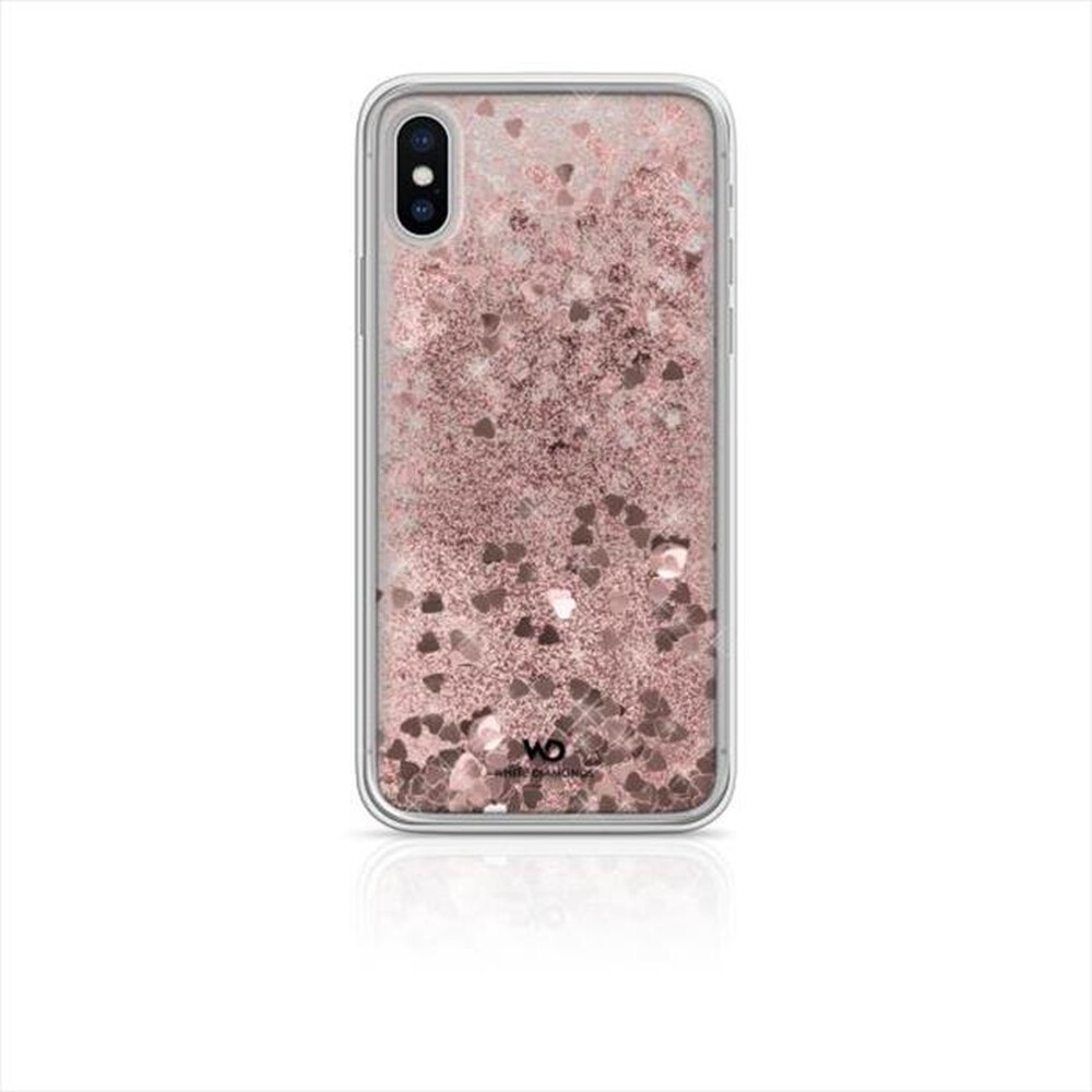 "WHITE DIAMOND - SPARKLE COVER IPHONE X/XS CUORI-ROSA/TPU"