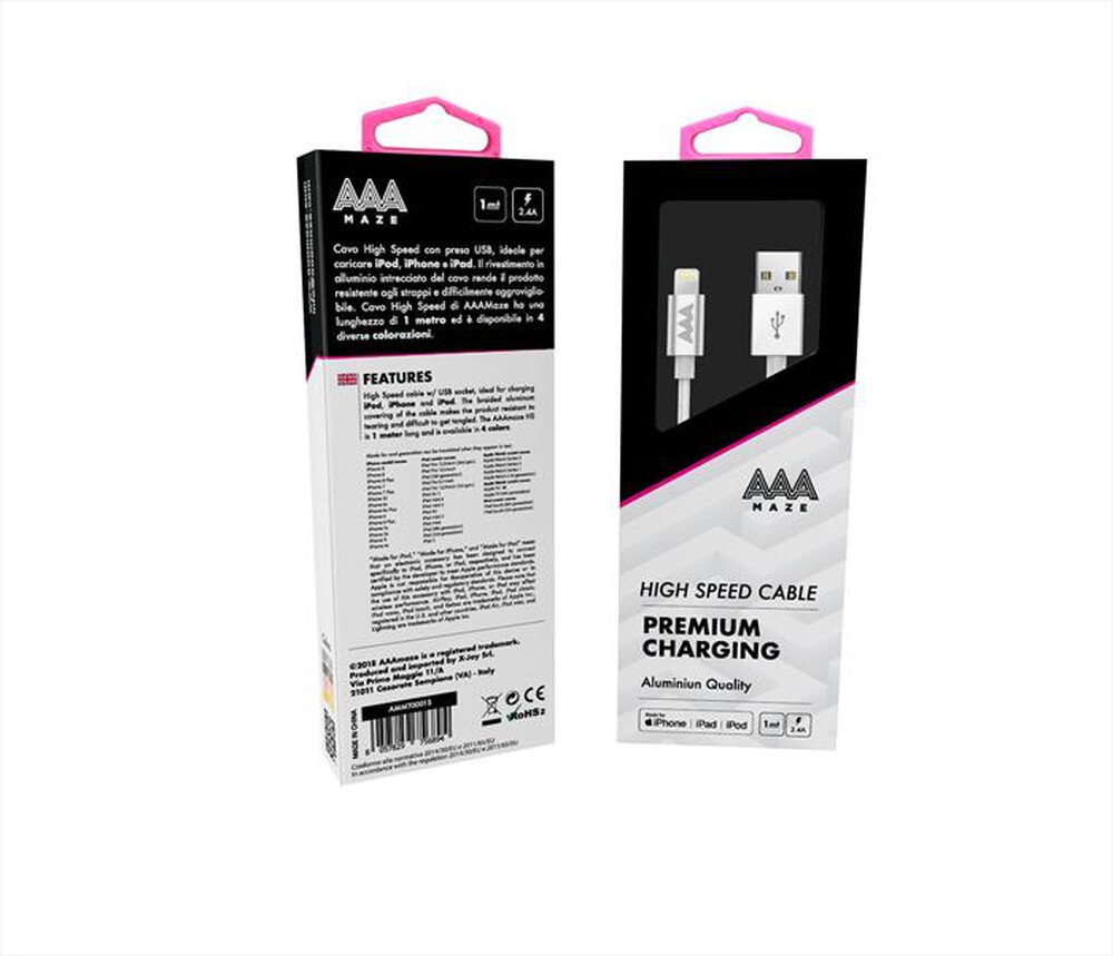 "AAAMAZE - ALUMINUM LIGHTNING CABLE 1M-Silver"