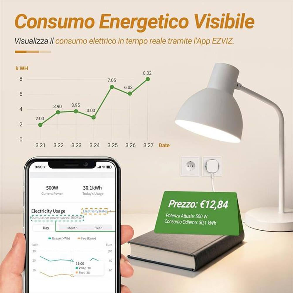 Immagine del prodotto EZVIZ - Presa smart Wi-Fi 16A T30-10E-Bianco