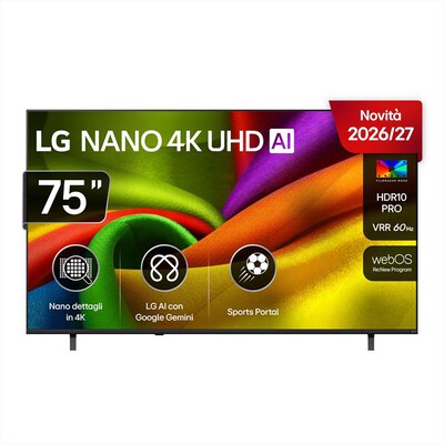 LG - Smart TV LED NANO 4K AI 75" 75NU850B6LA-Charcoal Black