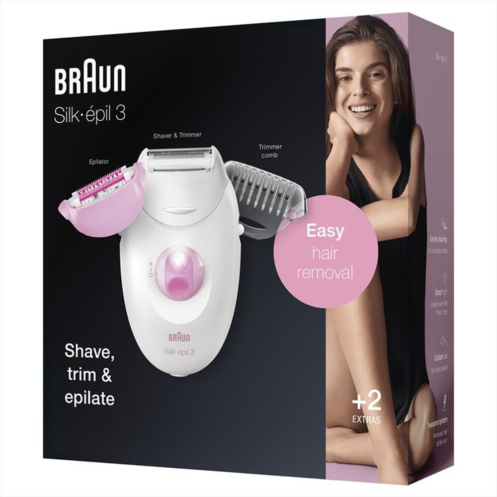 "BRAUN - Silk-èpil Nuovo 3270 Gambe & Corpo-BIANCO/ROSA"