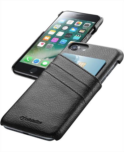 CELLULARLINE - Custodia Back Nera Smart Pocket iPhone 7 4,7"-Nero