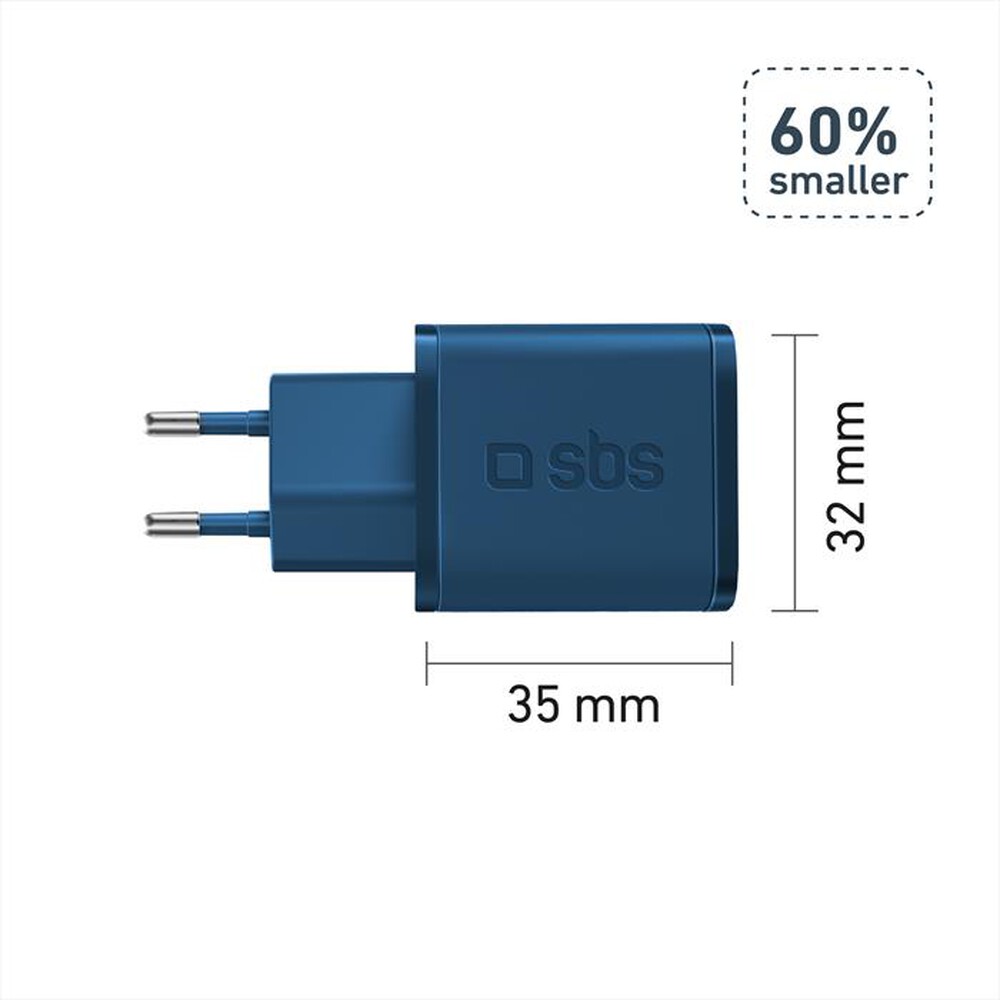"SBS - Caricatore da rete TETRGAN1C20B-Blu"