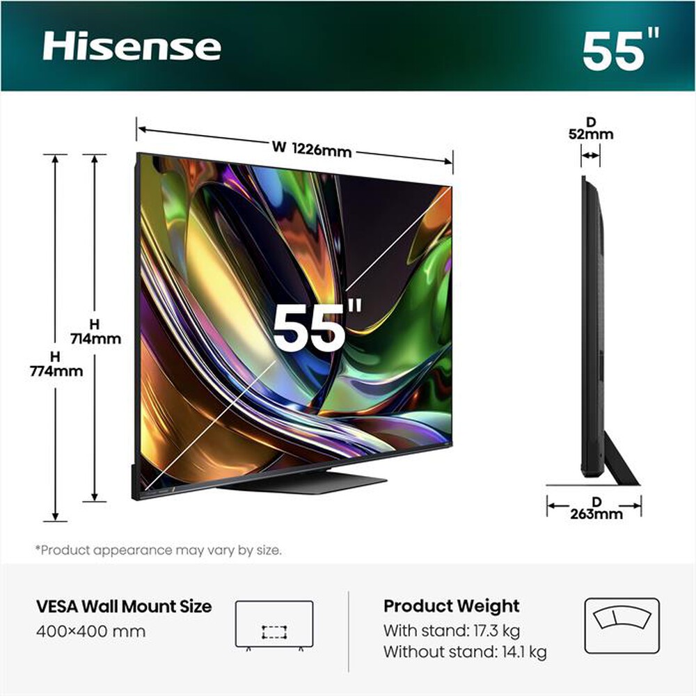 Immagine del prodotto HISENSE - 55ER8S-NERO