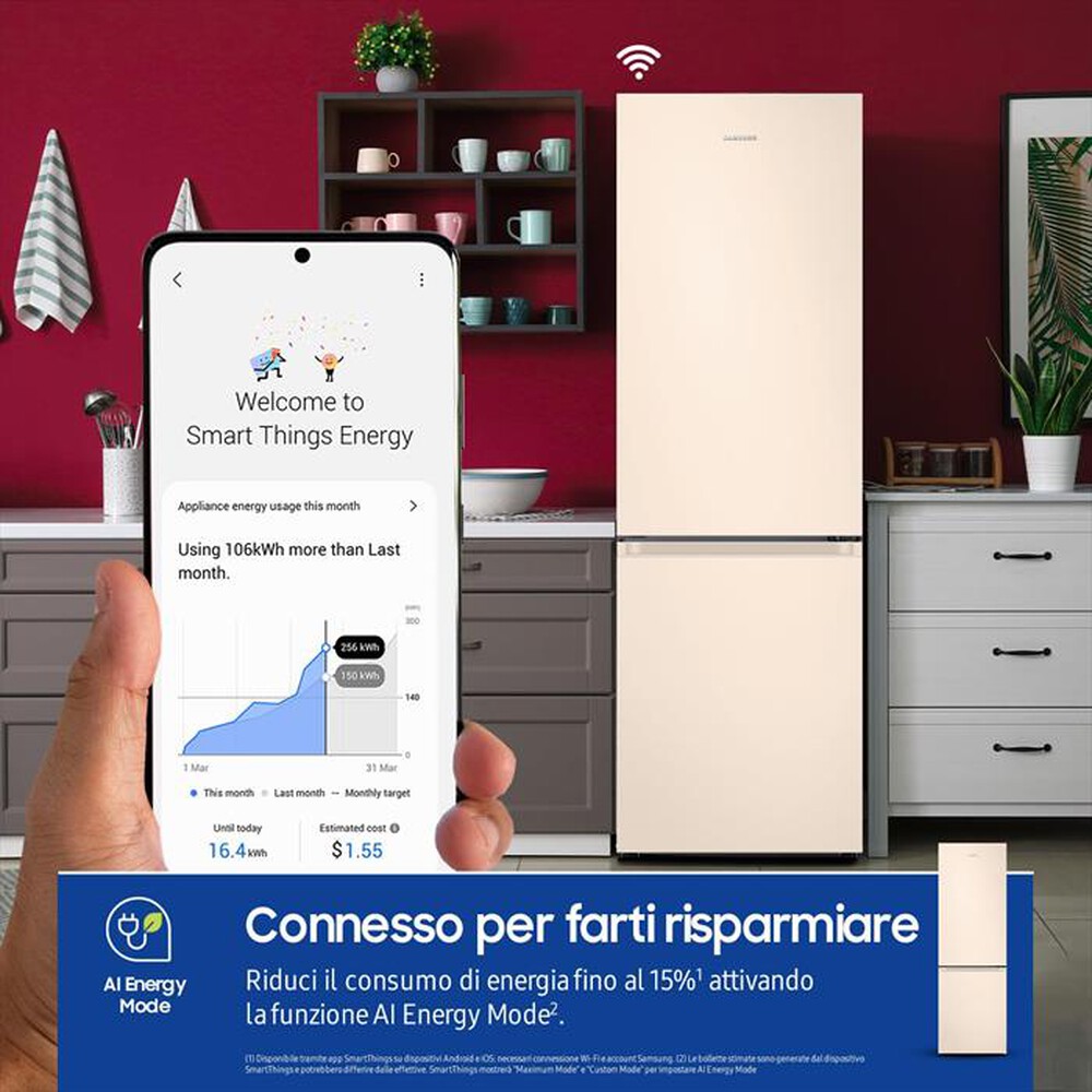 "SAMSUNG - Frigorifero combinato RB38C603DEL/EF ClasseD 390lt-SABBIA"