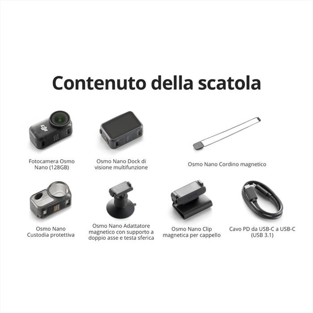 Immagine del prodotto DJI - Action cam OSMO NANO STANDARD COMBO (128GB)-Nero