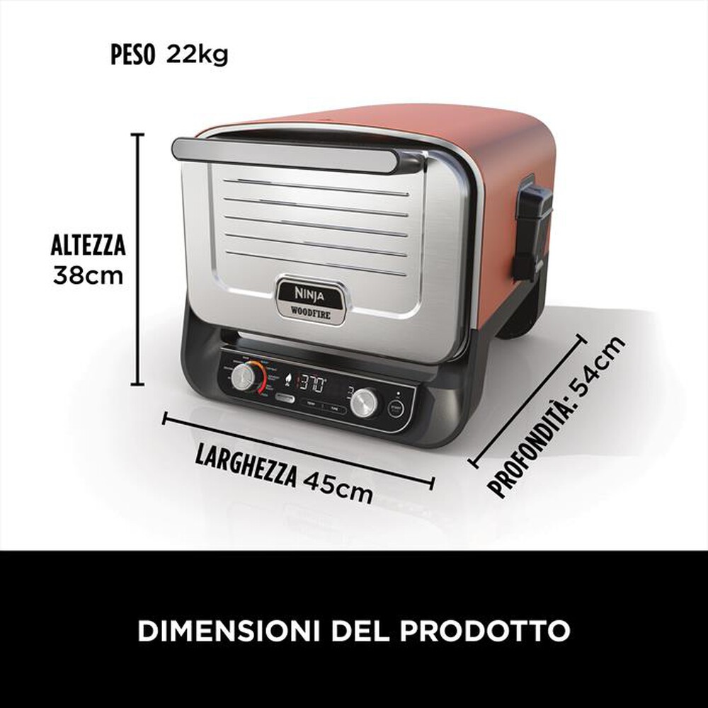 "NINJA - Forno elettrico da esterno pizza/arrosti Woodfire-Rame"