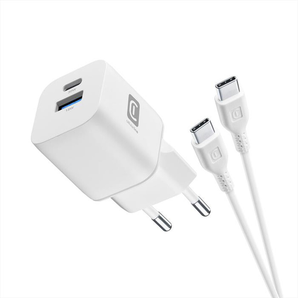 Immagine del prodotto CELLULARLINE - Caricatore GaN 30W Dual USB-A + USB-C-Bianco