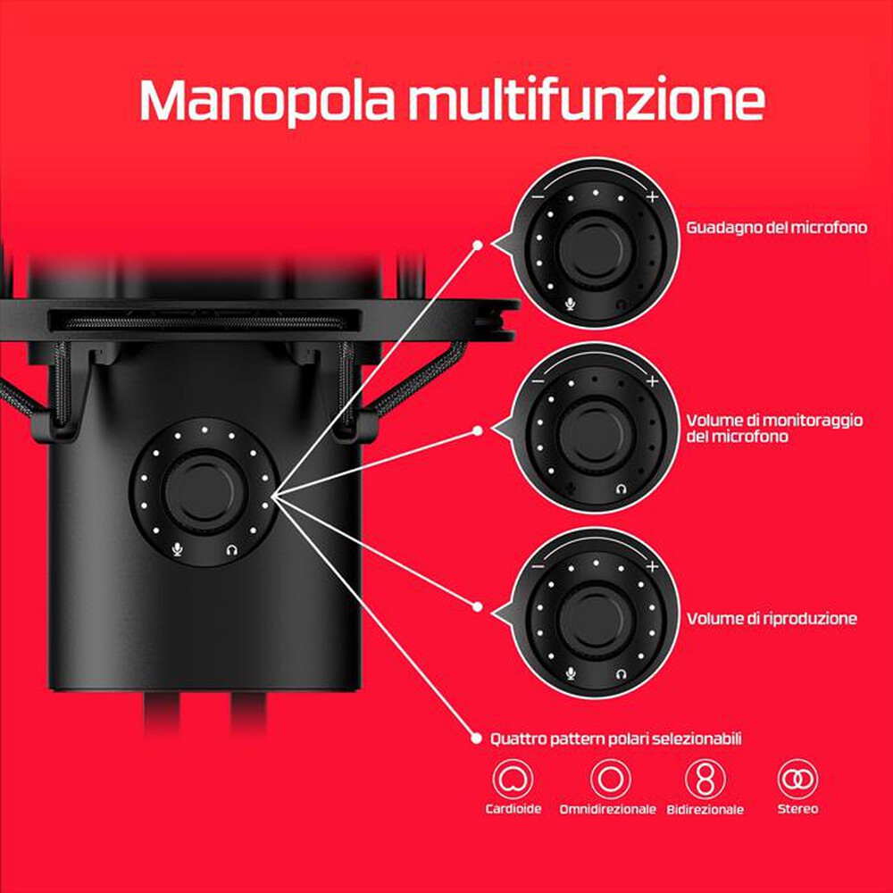 Immagine del prodotto HYPERX - Microfono USB Gaming QUADCAST 2 – USB-Nero