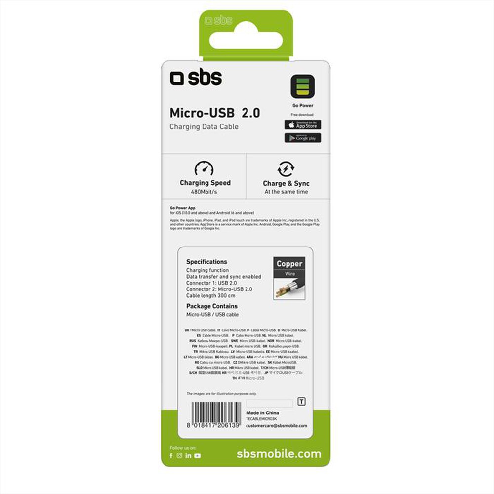 "SBS - TECABLEMICRO3K-Nero"