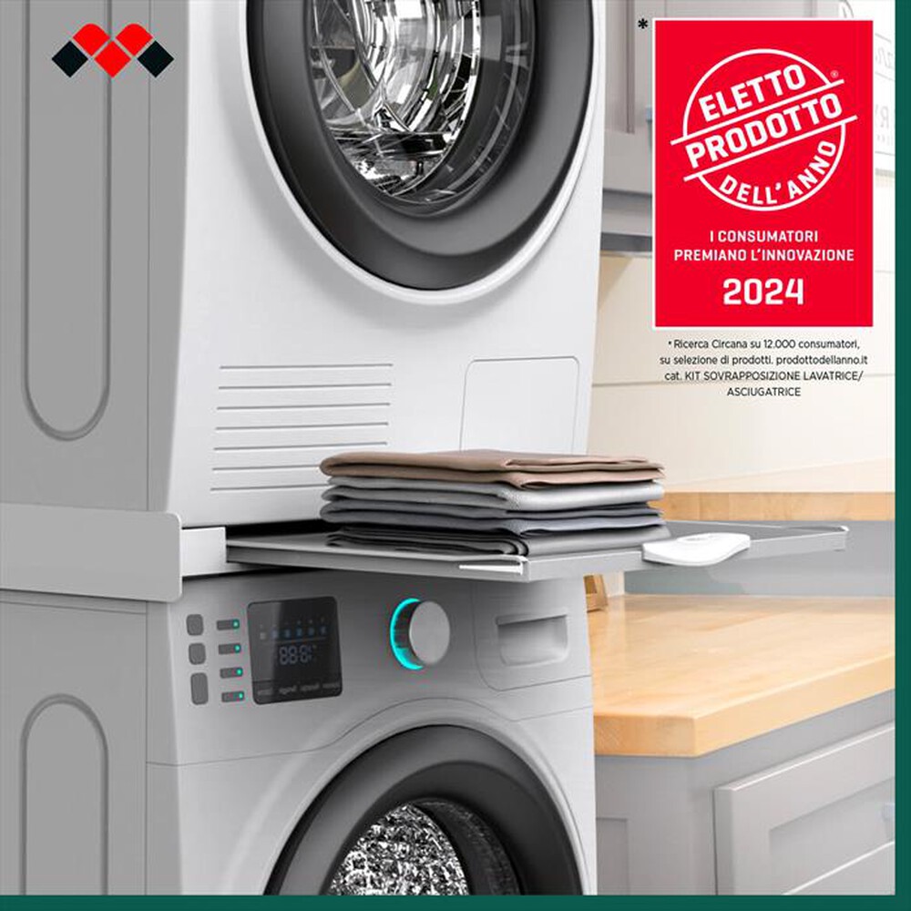 "MELICONI - Kit per lavatrice e asciugatrice TORRE GREEN-Tecnopolimero bianco e legno g"