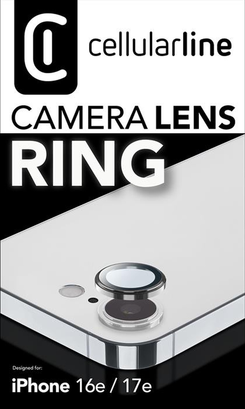 Immagine del prodotto CELLULARLINE - Pellicola CAMERA LENS RING per iPhone 16E-Trasparente