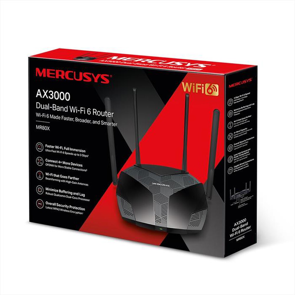 "MERCUSYS - AX3000 WIFI 6 ROUTER-nero"