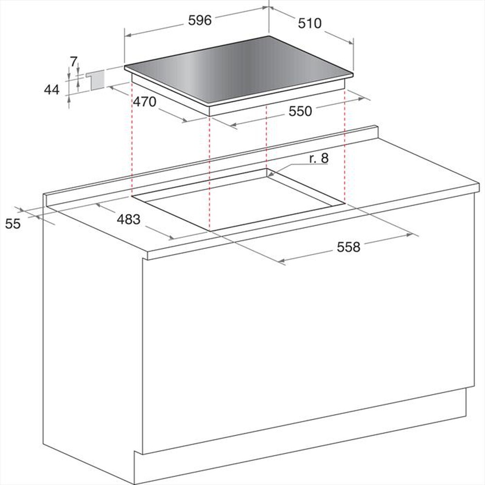 "HOTPOINT ARISTON - Piano cottura a gas HAGD 61S/MR 4 fuochi 59,6cm-Specchio"