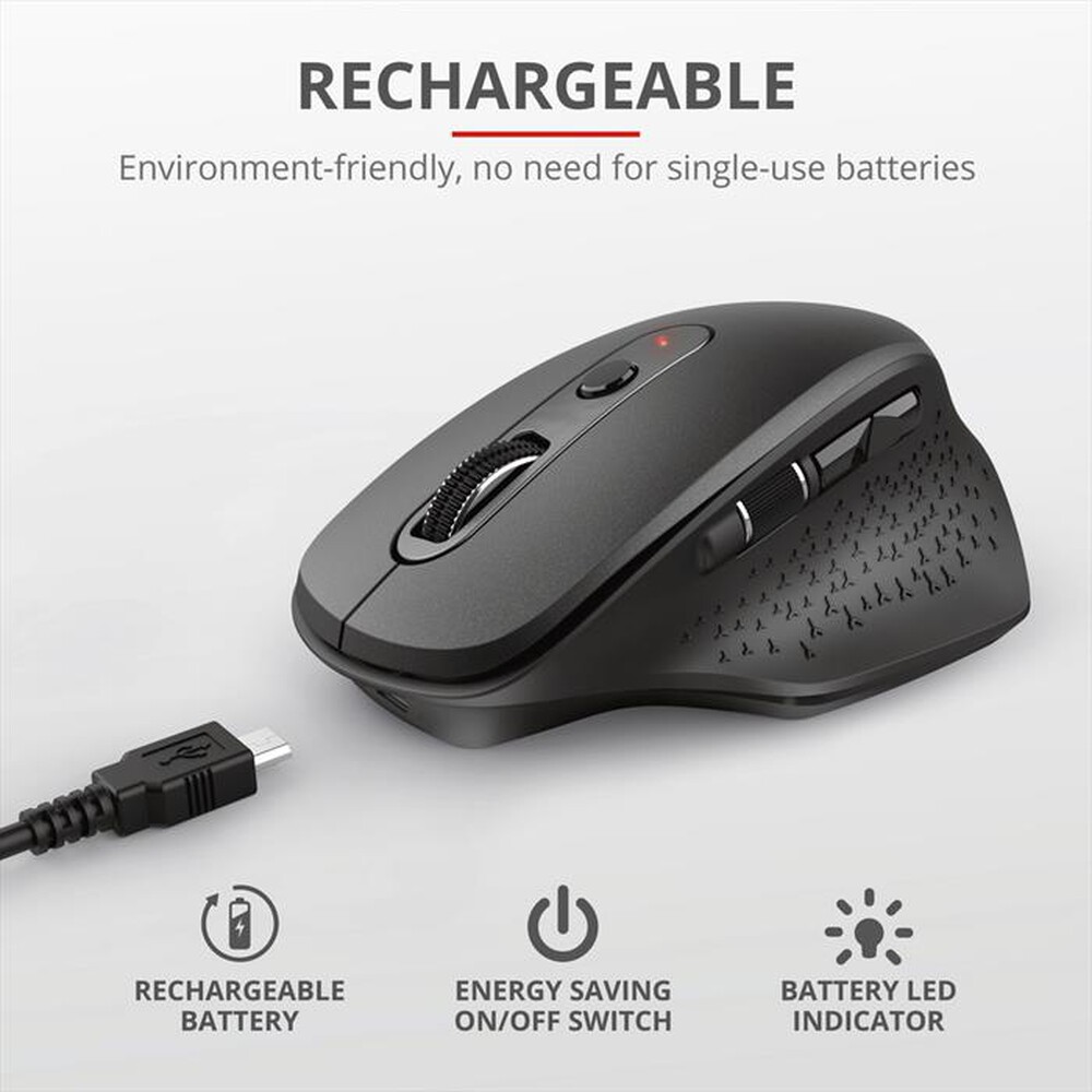 Immagine del prodotto TRUST - OZAA RECHARGEABLE MOUSE BLACK-Black