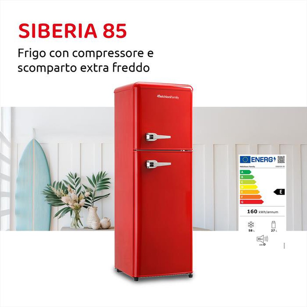Immagine del prodotto MELCHIONI FAMILY - Frigorifero 2 porte SIBERIA 85 Classe E 85lt-Rosso / Metallo