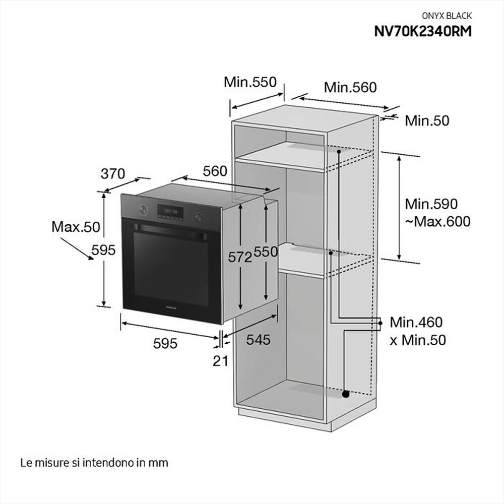 Immagine del prodotto SAMSUNG - Forno incasso elettrico NV70K2340RM/ET Classe A-MATT BLACK