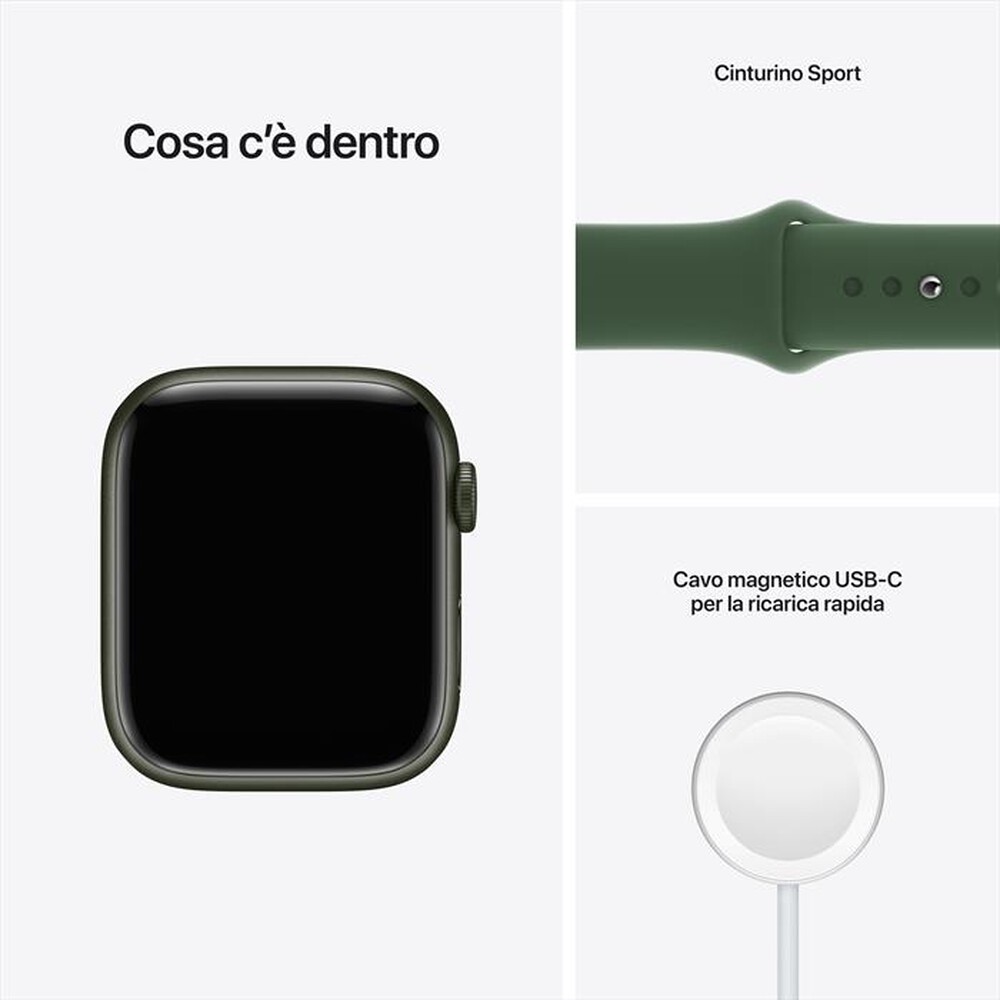 "APPLE - Watch Series 7 GPS 45mm Alluminio-Cinturino Sport Verde"