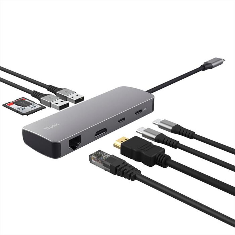 Immagine del prodotto TRUST - DALYX 8-IN-1 MULTIPORT ADAPTER-Grey