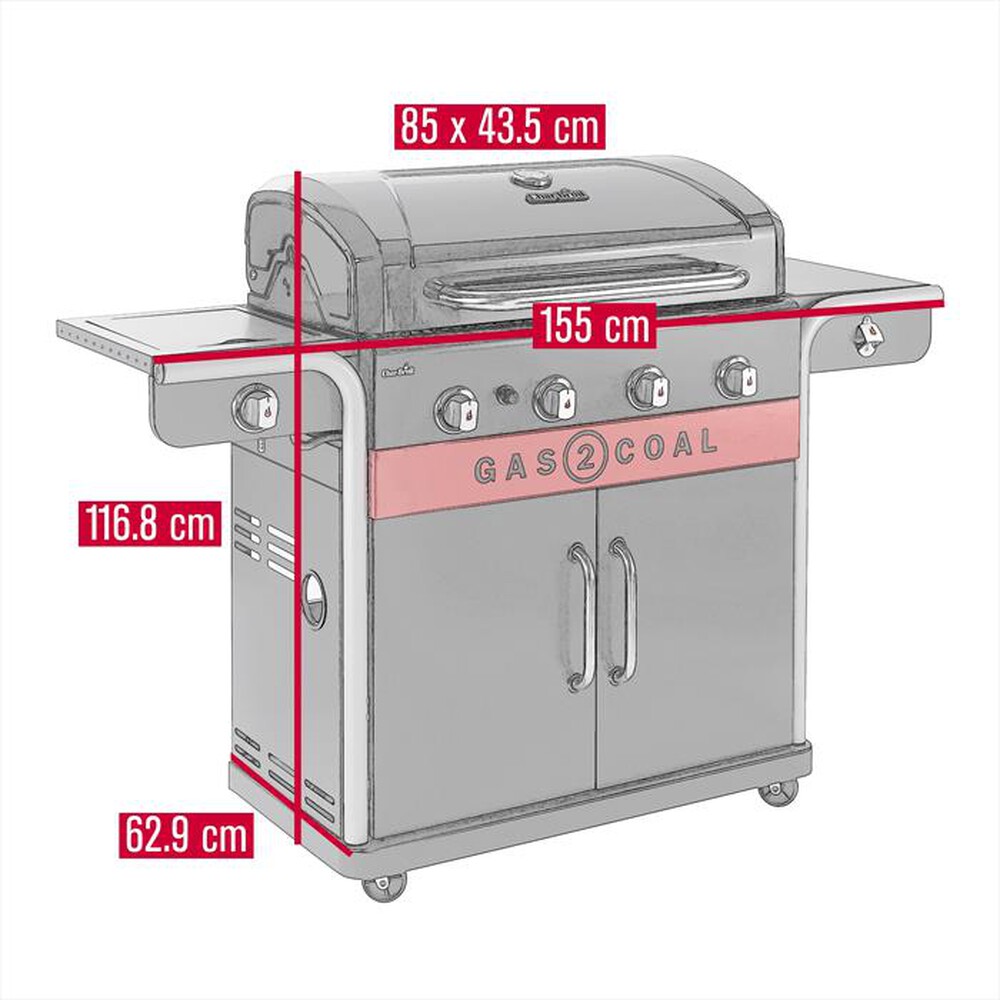 "CHAR-BROIL - BBQ GAS2COAL 2.0 4B F4+1-Black"